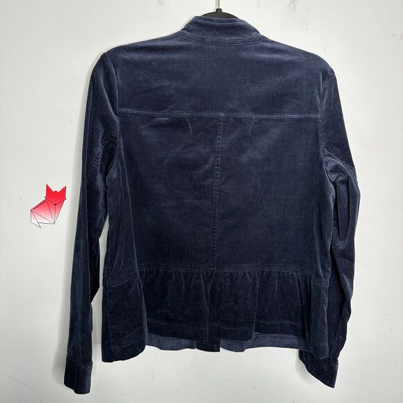 j. Jill Corduroy Peplum Jacket Navy Blue Fine Wale Size XS - Picture 2 of 8